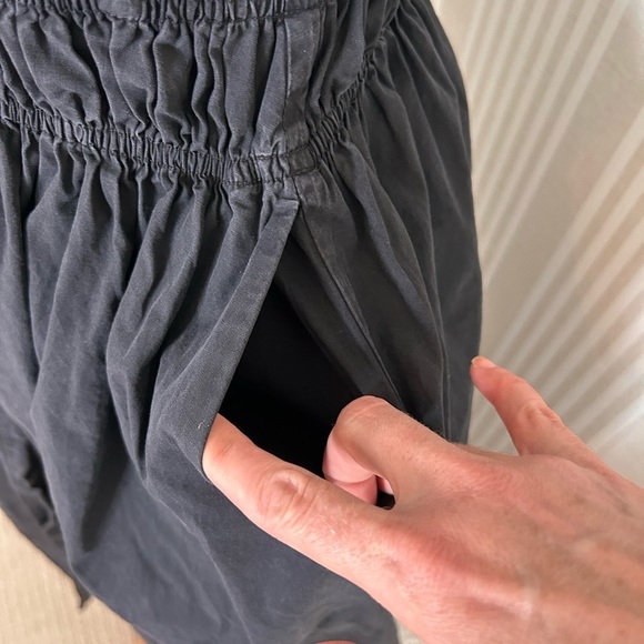 Sau Lee Brielle Midi Dress Black 100% Cotton Smock Waist V-Neck Back Zipper Sz 8 - Picture 11 of 12